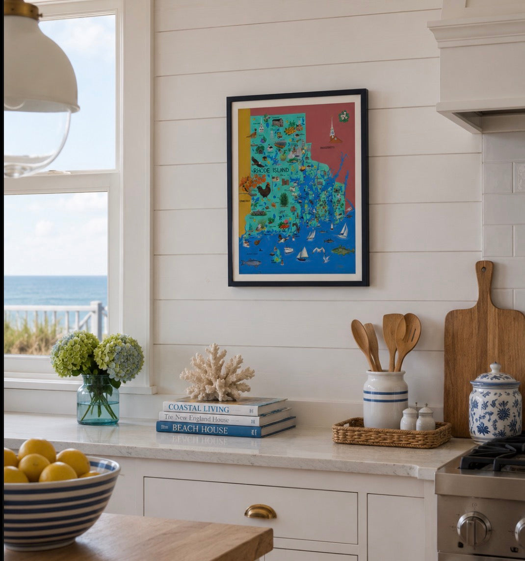 Rhode Island Map Fine Art Matte Print, 18" x 24"